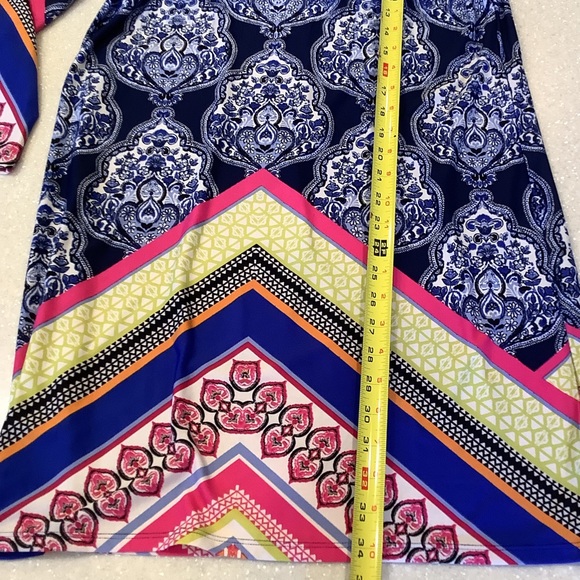 Melissa Paige Dress Size Medium Multicolored Floral Present Long Sleeves V-Neck - Picture 7 of 12